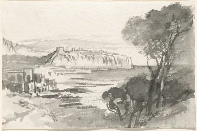 Blick über eine Bucht (Monaco) von Edward Lear