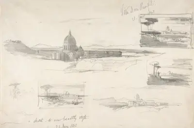 Vy över Peterskyrkan, Rom av Edward Lear