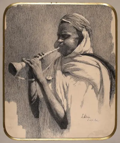 Arab playing the trumpet av Edward Okuń