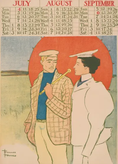 Juli augusti september 1897-kalender av Edward Penfield