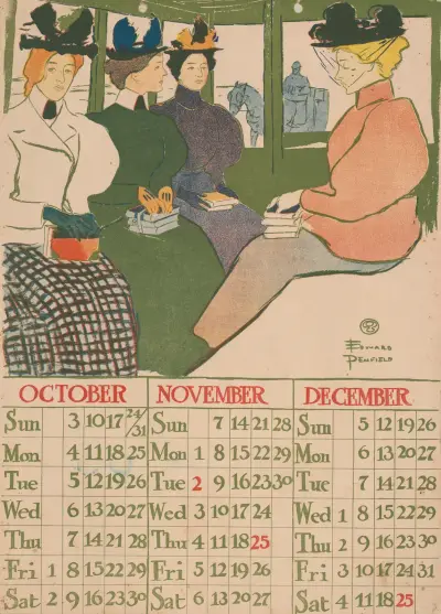 Oktober november december 1897 kalender av Edward Penfield