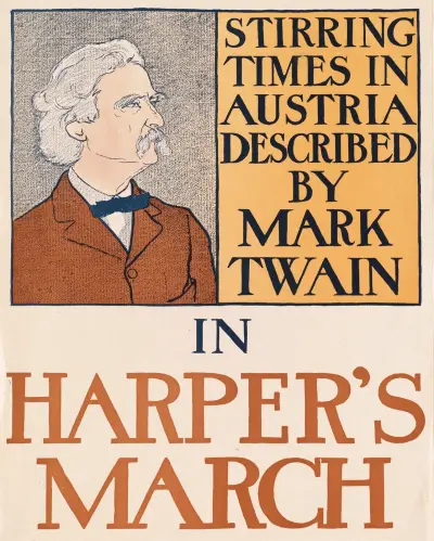 Stirring times in Austria described by Mark Twain in Harper’s March av Edward Penfield