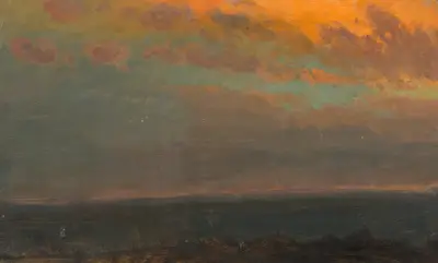 Hudson Valley vid solnedgång av Frederic Edwin Church