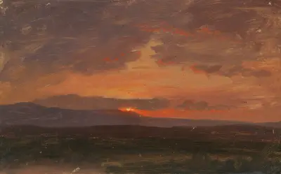 Hudson Valley, New York med solnedgång bakom Catskillbergen av Frederic Edwin Church