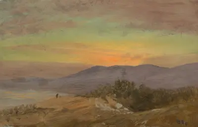 Hudson Valley, solnedgång av Frederic Edwin Church