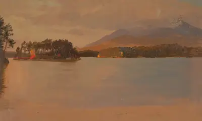 Mount Katahdin från Togue Pond av Frederic Edwin Church