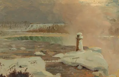 Niagarafloden och fallen i snö av Frederic Edwin Church