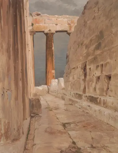 Norra peristylen på Parthenon, Aten av Frederic Edwin Church