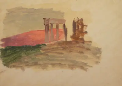 Snabb skiss av templet i Korinth av Frederic Edwin Church