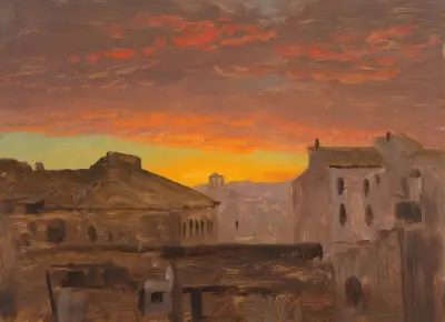 Rom, hustak vid solnedgång av Frederic Edwin Church