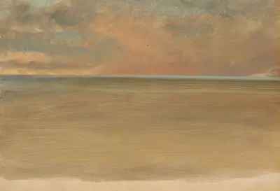 Kustlandskap med inlandsis i fjärran av Frederic Edwin Church