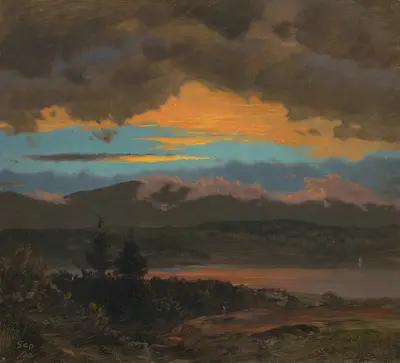 Solnedgång över Hudson Valley, New York av Frederic Edwin Church