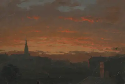 Solnedgång vid Hudson, New York av Frederic Edwin Church