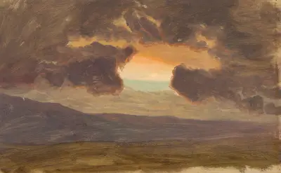 Solnedgång över kala kullar av Frederic Edwin Church