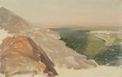 Vy över en slätt med Damaskus, Syrien, från bergen av Frederic Edwin Church