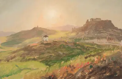 Utsikt över Akropolis, Aten av Frederic Edwin Church