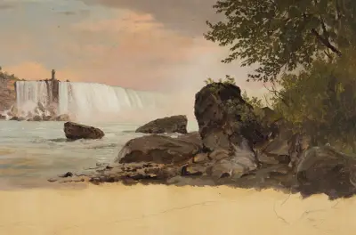 Vy över de kanadensiska fallen och Goat Island av Frederic Edwin Church
