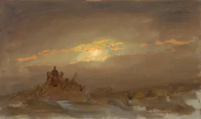 Vinterlandskap i månsken av Frederic Edwin Church