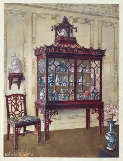 Carved China case in Chippendale’s Chinese manner av Edwin Foley