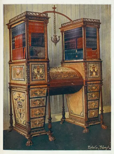 The sisters inlaid double secrétaire and bookcase cabinet av Edwin Foley
