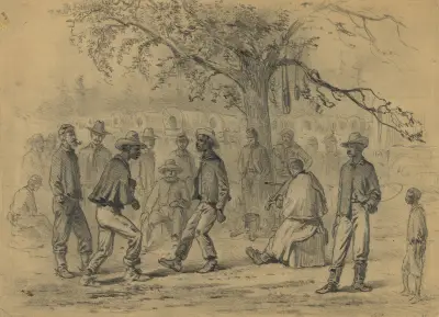 A breakdown in the wagoner’s camp av Edwin Forbes