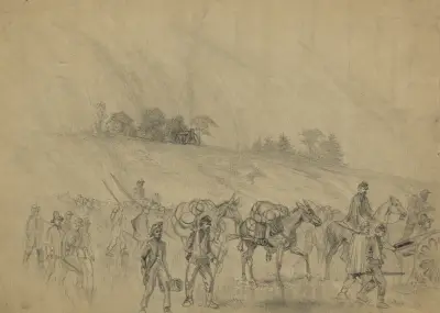 Ein regnerischer Tag. Die Armee auf dem Marsch von Edwin Forbes