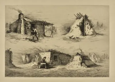 A wagoner’s shanty. The deserted picket-hut. av Edwin Forbes