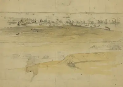 Landningsplatsen vid Acquia Creek. Förrådsdepå för Potomac-armén av Edwin Forbes