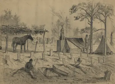 Ein Armeefriedhof. Winterlager bei Stoneman's Switch, Falmouth, Va. von Edwin Forbes