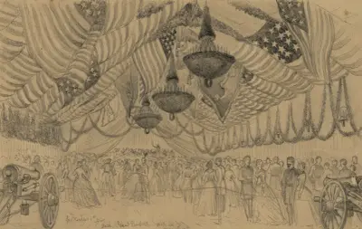 Ball des 5. Korps, 1. Division (Gen. Bartlett). Bei Beverly Ford, Va. von Edwin Forbes