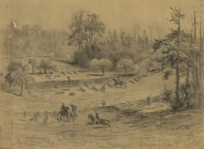 Schlachtfeld von Spotsylvania C.H. am 10. Mai 1864 von Edwin Forbes