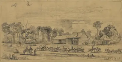 Brandy Station, on the Orange and Alexandria R.R. Light artillery going to the front von Edwin Forbes