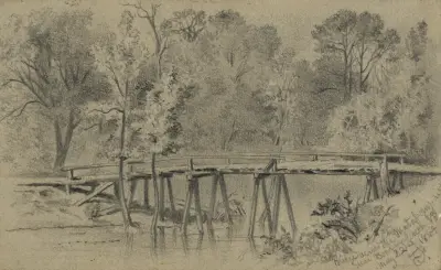 Brücke über den Matapony River bei Bowling Green, Va. von Edwin Forbes