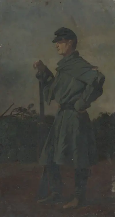 Fältvakt vid Rappahannock Station, Virginia av Edwin Forbes