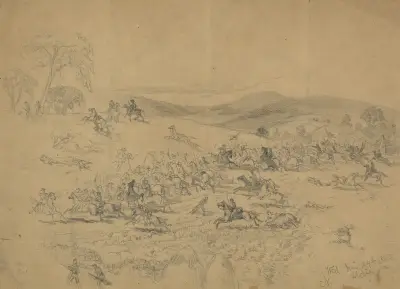 Kavalleriekampf bei Aldie, Va. während des Marsches nach Gettysburg von Edwin Forbes