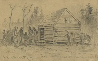 Kavallerie-Vorposten bei Potomac Creek. Tagesanbruch an einem kalten Morgen von Edwin Forbes