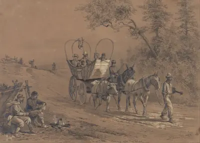 Coming into the lines. A party of slaves…have started for the Union lines av Edwin Forbes
