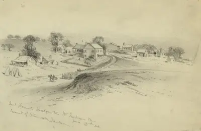 General Fremonts högkvarter, Mt. Jackson, Va. – Jakten på Stonewall Jackson av Edwin Forbes