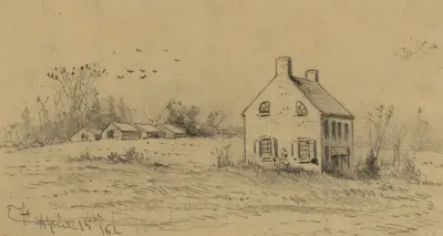 General Smiths högkvarter nära Manassas av Edwin Forbes