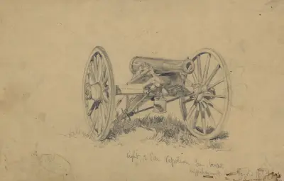 Light 12 pdr. Napoleon gun, brass, Rappahannock av Edwin Forbes