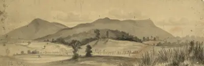 Massanutten Mountain, nära Strasburg, Virginia, mot sydväst av Edwin Forbes