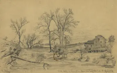 Alte Mühle am Mountain Run bei Culpepper Court House, Va., 21. April 1864 von Edwin Forbes