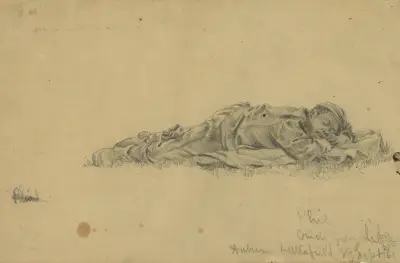 Phil, studie efter naturen, slagfältet vid Auburn, Virginia av Edwin Forbes