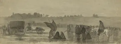 Armén vid Rappahannock drar sig tillbaka (gen. Pope) till Groveton, Manassas Junction av Edwin Forbes
