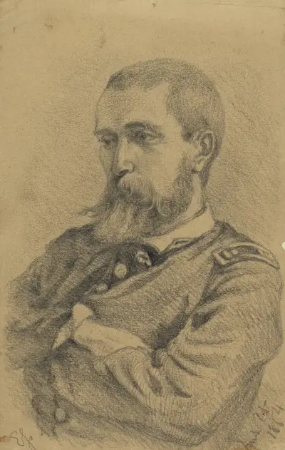 Skiss av en officer av Edwin Forbes