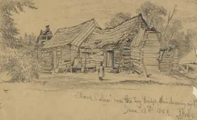 Slavhydda nära Long Bridge, Chicahominy River, Va., 13 juni 1864 av Edwin Forbes