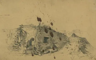Erdhütte eines Soldaten von Edwin Forbes