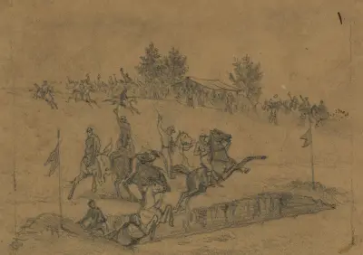 St. Patrick’s Day in der Armee – Sprung über den Graben von Edwin Forbes