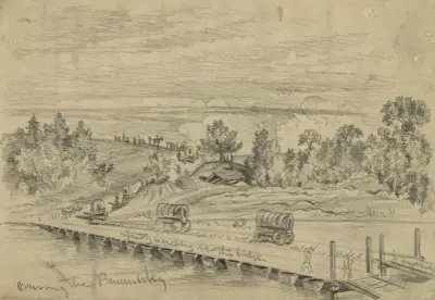 Pamunkeyflodens armé på marsch mot Cold Harbor av Edwin Forbes