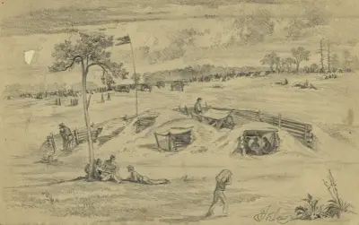The battle of Cold Harbor (Bomb proofs) av Edwin Forbes